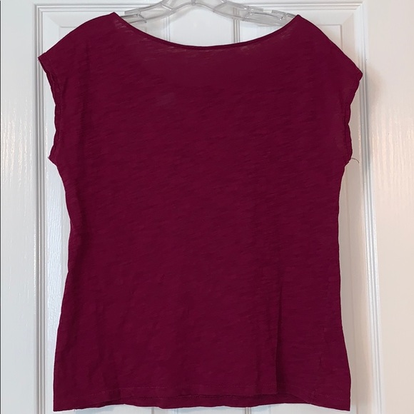 Ann Taylor Loft plum colored cotton tee - Picture 3 of 4